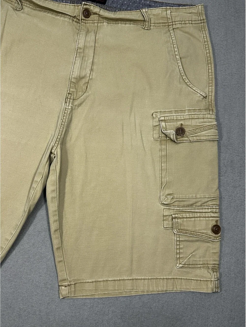 Iron Co Mens Cargo Casual Shorts Size 40 Khaki Beige Stretch Cotton Utilit